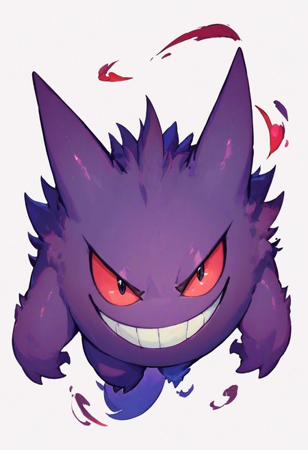 score_9, score_8_up, score_8,
gengar, solo, no humans,  red sclera,  v-shaped eyebrows, black eyes, evil smile, 
floating, looking at viewer, white background