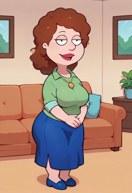 score_9,score_8_up,score_7_up,score_6_up,best quality, 1girl, solo, living room, couch, indoors,
BREAK
unnamed girl, brown hair, black eyes, (mature female:1.5), (plump:1.2), large breasts, gigantic ass, gigantic hips, green sweater, rolled up sleeves, blue skirt, navy blue shoes, own hand together, smile, looking at viewer, long skirt, half-closed eyes, necklace,