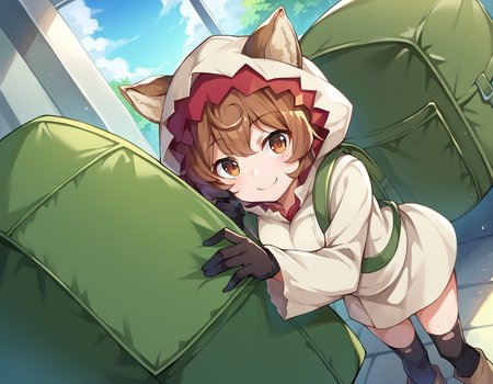 score_9, score_8_up, score_7_up, source_anime,
lilirucaarde, <lora:liliruca-arde-ponyxl-lora-nochekaiser:1>
liliruca arde, animal ears, brown eyes, brown hair, short hair,
backpack, bag, black gloves, boots, gloves, hood, thighhighs,
indoors, nature, smile, bent over,
looking at viewer, dutch angle, cowboy shot