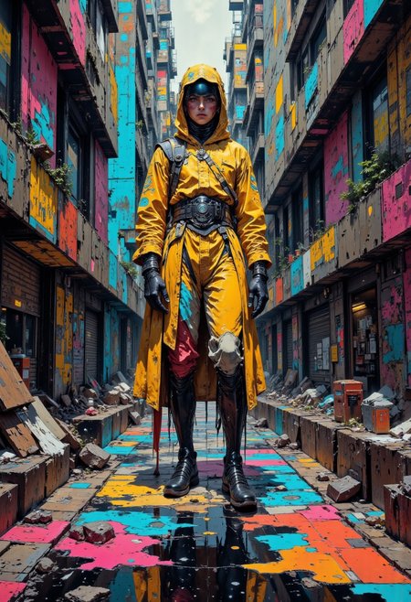 Create photographs that blend surreal artificiality with the vibrant, raw humanity of urban life, where calculated structure meets spontaneous chaos. Capture controlled studio portraits juxtaposed against the layered textures of bustling streets, allowing stiff poses to merge with candid gestures. Use harsh, direct lighting to cast sharp contrasts on natural gestures, while incorporating soft, diffused ambient city light to add a tactile, film-like quality with subtle grain.
Focus on close-up and full-body shots of isolated figures, such as performers frozen mid-action, their forms framed against dynamic backdrops of stark, minimalist walls interwoven with fractal-like reflections in puddles and glass. Play with depth of field to isolate the subject while allowing controlled, repeating patterns to spiral outward in urban textures. Clashing color palettes collide with harmonious hues, blending neon city lights with muted, studio tones. The result is a fragmented narrative where chaos and order coexist, immersing the viewer in a surreal yet emotionally resonant exploration of fractal design within both natural and controlled environments