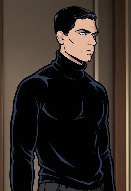 masterpiece,best quality,amazing quality, 
sterlingarche, 1boy, male focus, solo, blue eyes, black hair, shirt, black shirt, turtleneck, long sleeves, serious,