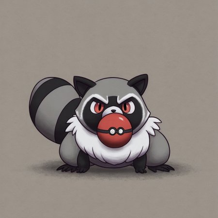 (pokemon creature:,Goomy, Raccoon, Satan,color scheme), trending on artstation, HD