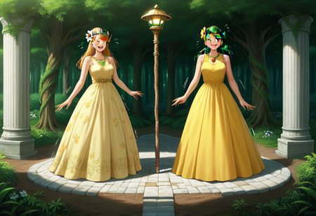 score_9,score_8_up,score_7_up,score_6_up,score_5_up,1girl, source_anime,20yo,mallow_(pokemon),pokemon,green_hair, green_eyes,curvy,wooden armored shoulder,dress made of wood,wooden hair accessories,wooden wall,greenhouse,glass house,conservatory,taiga forest in background,oil painting in background,wooden pot,blackberry bush,(dirt field),moss on bricks,clouds,(statues),(painted rocks),(floral crown),(beaded necklace),hair accesories,flower pattern,(vines),dress,holding wooden staff,long skirt,long dress,yellow dress,glowing eyes, (long nails),flower on hair,huge flowers,gold robes,(ice),flags,(wide hips),thick thighs,thick legs,(hand sign),(perfect hands), stone road,glowing brown orb,gold flowers,sunrays,symbols, tongue,happy,(steamy breath),(motion lines:1.4),drunk,sweat, ((drunk bubbles)),(trembling lines:1.4),(flying sweatdrops:1.4), masterpiece,best_quality,newest,absurdres,best shadow,light particles,highly detailed background,amazing quality,detailed face,highly detailed skin,very detailed clothes,emphasis lines, (very aesthetic),speed lines,high quality,best lighting,detailed eyes,dynamic angle,green aura,water,<lora:add-detail-xl:2>, PG-TR
