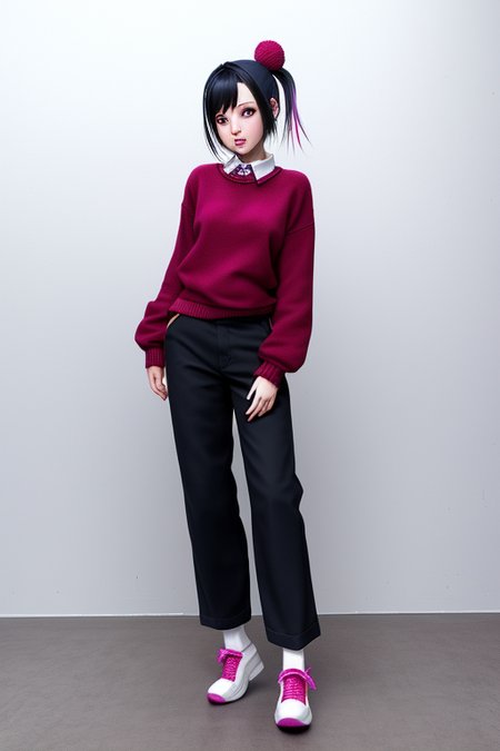 (bada-club:1.0) 1girl woman by bada-club, with pants and a sweater and shoes