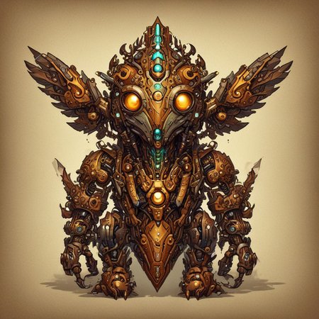 lumenarium, mechabird character, portrait view