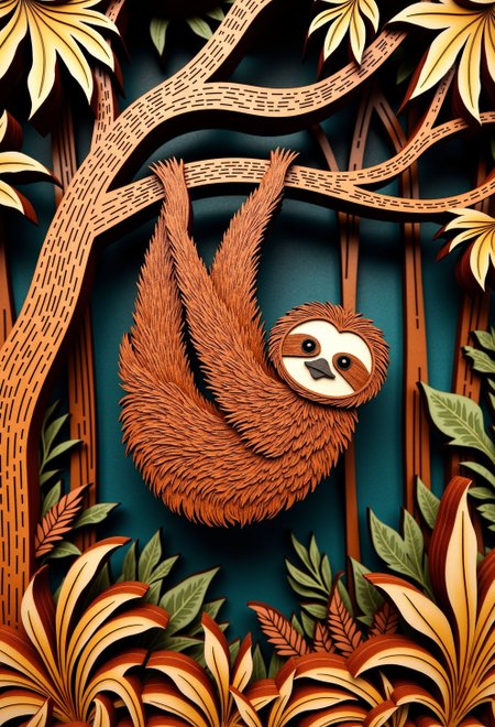 Laser cut, layered wood, the crafted wooden model featuring a textured Sloth hanging from a tree. The wood used for the scene is a colorful, and enhancing the depth and richness of the design. The background of the image is in a joyful style color palette and showing a dense forest, contrasting and melting sharply with the lighter tones of the wood. The entire model is made from finely detailed wooden pieces.
<lora:Layered_wood_Laser_cut_-_FLUX:0.8>
<lora:PCB_Image_Enhancer_for_FLUX:0.3>