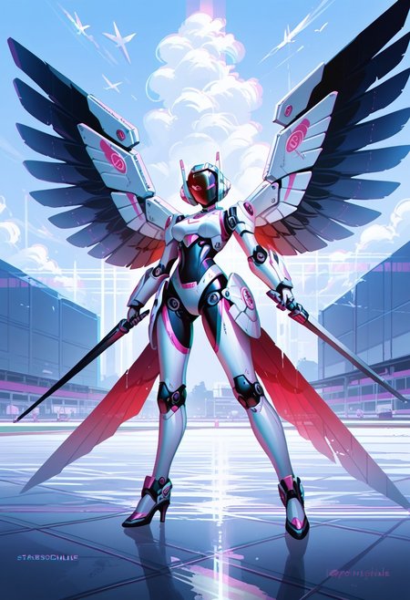 score_8_up, score_7_up, source_anime, detailed background, 
god from machine. android, robot, polygonal wings, battle angel
glitch