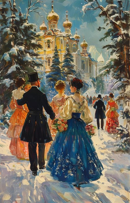 masterpiece,best quality,<lora:tbh263-sdxl:0.9>,illustration,style of Boris Kustodiev portrait of family