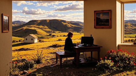 office, beautiful St Helenian landscape,  woman, multilayer paint splash style, <lora:Hand v2:1> <lora:Anti-Blur:1> <lora:Insane Detail Slider:0.5>   <lora:Flux.1_Turbo_Detailer:0.6>   <lora:flux-photo-transparent_Alpha_1.0:0.8> <lora:flux.1_lora_flyway_Epic-detail_v2:1>   <lora:Painterly01b_CE_FLUX_AIT:0.8> pntrlyCE_style