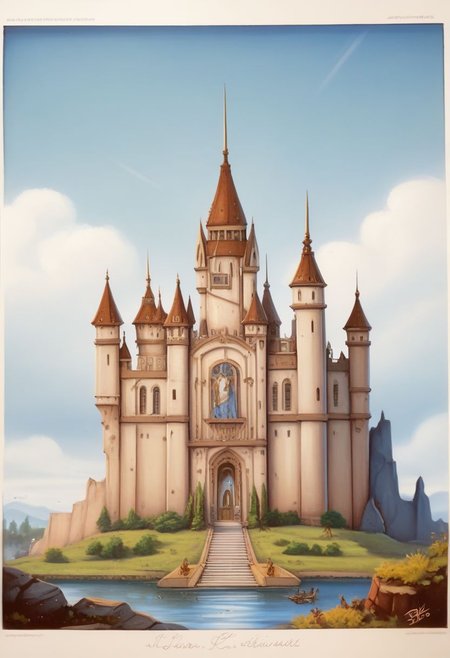 (hi res), ((masterpiece)), ((best quality)), (8k hd, hdr:1.1,score_9, score_8_up, score_7_up, score_6_up, score_5_up, score_4_up, rating_safe,llbreton,ukiyoe,traditional media,a water elemental made of fire in an earthen castle floating in the sky,no humans,creature