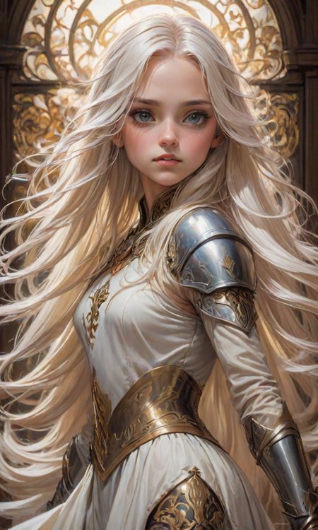 ******, highly detailed, digital painting, artstation, concept art, smooth, sharp focus, illustration, ArtStation, art by artgerm and greg rutkowski and alphonse mucha and J. C. Leyendecker and Edmund Blair Leighton and Charlie Bowater, painted warhammer miniature product shot of a cute young girl with long white hair <lora:Details:0.85> <lora:Fast:0.69>