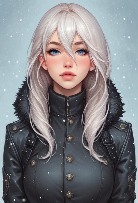 (((front view)))
1 girl, portrait, winter jacket with fur hood, long hair, winter, snowfall, 1girl solo, white hair, looking at viewer, bangs, day, blue sky, hair between eyes, outdoors, blush dramatic lights, relax,
(((full-clothed))),
BREAK 
(outdoor background:1.9) score_9, score_8_up, score_7_up, score_6_up, source_cartoon, rating_explicit, Expressiveh, (((((upper body))))), dynamic pose