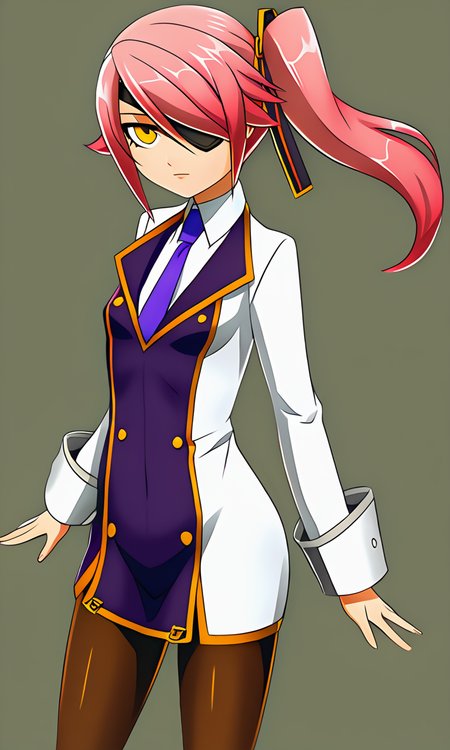 anime artwork illustrating Konoe_Ayatsuki_Mercury \(XB\), 1girl, solo, yellow eyes, long hair, skirt, simple background, breasts, small breasts, pink hair, pantyhose, uniform\(XB\), side ponytail,eyepatch. created by japanese anime studio. highly emotional. best quality, high resolution, Konoe_Ayatsuki_Mercury \(XB\), 1girl, solo, yellow eyes, long hair, skirt, simple background, breasts, small breasts, pink hair, pantyhose, uniform\(XB\), side ponytail,eyepatch, beautiful, highly detailed, dramatic light, sharp focus, refined, extremely complex, elegant