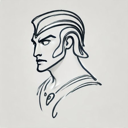 DonM0n3L1n3XL one line drawing, score_9, score_8_up, score_7_up, score_6_up,  male lynians, paladin,musketeer, chest armor , rating_safe  <lora:DonM0n3L1n3XL-pony:1>