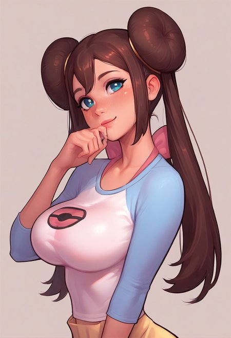 score_9, score_8_up, score_7_up, score_6_up, score_5_up, score_4_up,  young face, skinny, turning to face viewer, head tilt, 1girl, portrait, large breasts, Rosa_(Pokemon), looking at viewer, kinky, adorable, petite, skinny, side view, looking at viewer, round face, 18 years old, cutest girl in the world