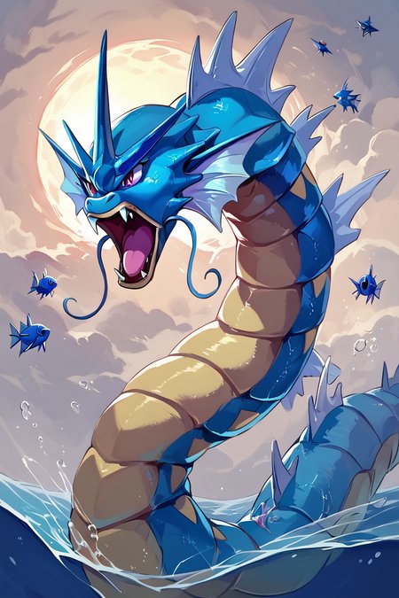 score_9, score_8_up, score_8,  ,,,  zzGyarados, open mouth, cloud, water, fangs, sharp teeth, underwater scene, glowing bioluminescent scales, surrounded by schools of fish, ancient ruins in the background, mysterious and majestic, vibrant colors, serene yet ominous atmosphere, highly detailed   ,<lora:GyaradosPokedexPDXL_v3:0.8>,   ,,, ,,, embedding:zPDXL, Expressiveh, <lora:Expressive_H-000001:0.4>,  <lora:ProAnime_PDXL_v1:0.6>,