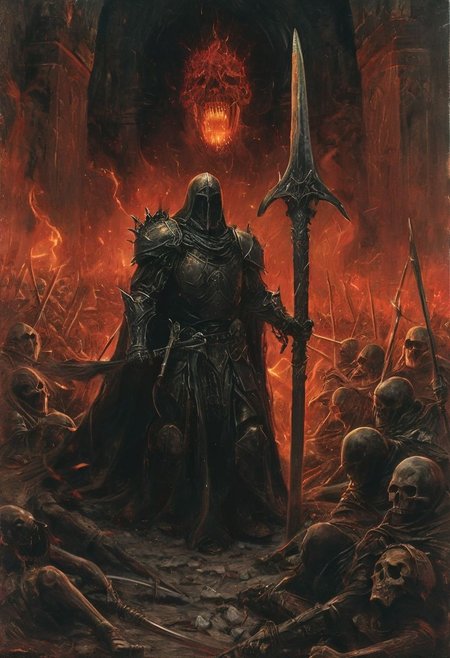 Completely Helm's fall absolutely nothing, pure black, detailed, but the Lord of the Rings of life are rising, FastNegativeV2, ral-dissolve,(James Ensor,Unica Zurn,Zdzislaw Beksinki:1.3), Skeletons,Weeping statues, Paranormal,Apparition, (Metallics:1.1), (Shape:1.1), (Monotyping:1.1), (Strobe light:1.3), Stone, Rhombus, ultra detailed, intricate, oil on canvas, dry brush, (surrealism:1.1), (disturbing:1.2) <lora:khorne:0.7> <lora:methurlant:0.5>
The king's guards fell like wheat before the scythe, their cries of alarm silenced by the swift and merciless blades of the assassin knights. In the heart of the fortress, they confronted the tyrant king himself, a figure wreathed in shadows and crowned with a crown of thorns.
A fierce battle ensued, the clash of steel and the crackle of dark magic filling the air with a palpable sense of impending doom. Sirah's daggers danced like silver serpents, finding their mark with unerring accuracy, 
creating a hyperpunk scene with desaturated translucent DARK Red and beige details, colorful (polaroid:0.7) with vibrant colors, (vacations, high resolution:1.3), (small, selective focus, european film:1.2), (sexual advance:1.1), ,end of hopes ,silence, extremely detailed,dark,Completely The Battle of Helm's Padl absolutely nothing, pure black, detailed, but the Lord of the Rings of life are rising, FastNegativeV2, ral-dissolve,