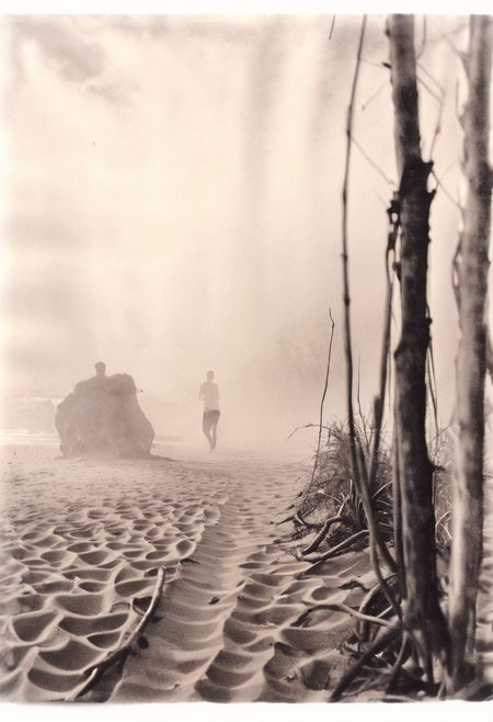 lith_orwo_dokumentenpapier_D,instagram photo, a foggy beach in sri lanka, hard shadows, film grain