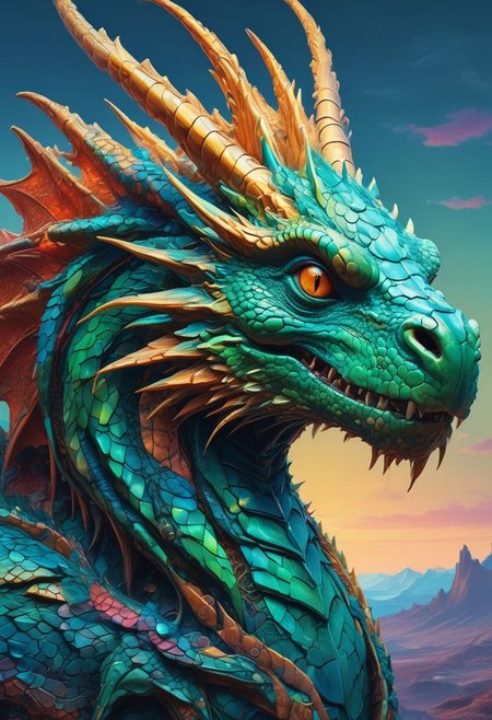 Hyperrealistic artn dragon hybrid, covered in matte scales as skin, extreme close-up, striking reptilian eyes, dragon horns, bald, braided ponytail, exudes confidence and power, sunet, rim lighting, cold colors. style of Don Lawrence, style of (Will Murai:1.2), style of (Greg Rutkowski:0.8),  <lora:SDXLFaeTastic2400:1.0>, 
<lora:Hyper-SDXL-8steps-lora:1.0> . Extremely high-resolution details, photographic, realism pushed to extreme, fine texture, incredibly lifelike