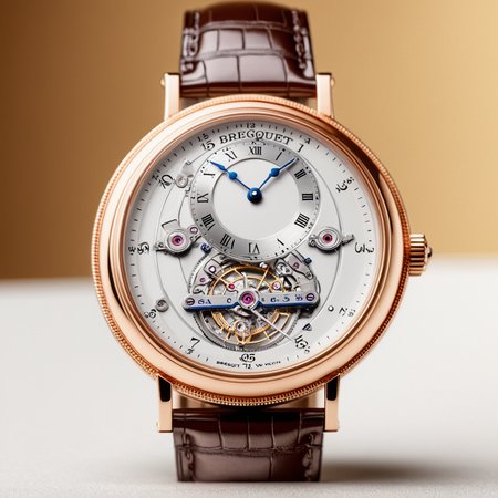 <lora:W4tch35_05XL-final:1>,an advertising photograph of a beautiful (W4tch35:1.2) as a (breguet:1.3) watch,on a watch stand,with detailed movement,medium shot,tilt shift,bokhe,8k wallpaper,masterpiece,photorealistic,HDR UHD,high contrast,hyper realistic,volumetric lighting,
