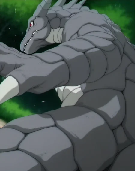 perfect depth of field shot, masterpiece, beautiful, sharp focus, crisp details,
<lora:Stone_Dragon_(Monster_Rancher)_(Illustrious)_(AD):1.35> Stone Dragon, Monster Rancher, dragon, 
exterior,
dynamic action, dynamic perspective, dutch angle, side view, cowboy shot, action, punch,
male focus, solo, 
EZRealPONYXL, zPDXL, Smooth Quality, lazynsfw,