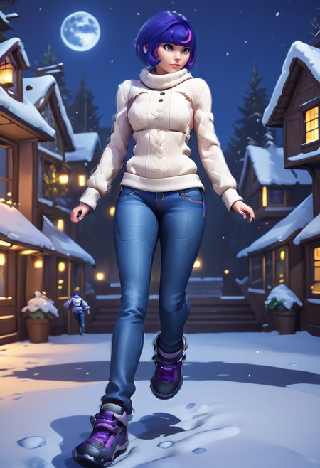 score_9, score_8_up, score_8,
solo,  <lora:Juno_Overwatch_for_PonyXL:0.8> 1girl, jun0, solo, short hair, purple hair, multicolored hair, walking, sweater, jeans, snow, night, full moon, window, outdoors,
3d. sfm,