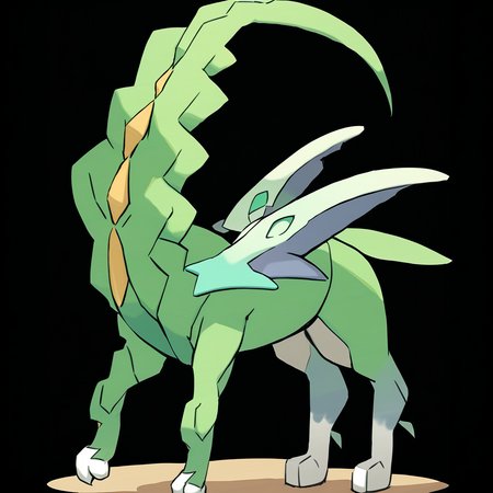 <lora:pokemon_pony_xl:1>, watercolor creature art like pokemon, Type: Ghost, Type: Psychic, Egg Group: Not obtainable, is a pokemon creature that Its scales are rimmed with Brown giving it a regal appearance fitting of its Water stature,It has a distinctive Green patch on its chest that is hot to the touch, indicating its Steel nature,The creature's hooves are cloven and leave a distinctive Indigo trail, serving as a marker of its territory,The creature is a friend to the Pony foal, a gentle giant that treads softly and respects the balance of nature,The creature's knuckles are enlarged, housing glands that produce a sticky substance score_9, score_8_up, score_7_up, score_6_up, score_5_up, score_4_up.  Simple black background, (Masterpiece:1.3) (best quality:1.2) (high quality:1.1)