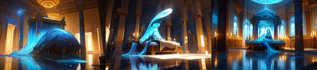 (otherworldly, otherworldly atmosphere, otherworldly appearance), highly insanely detailed, masterpiece, top quality, best quality, highres, 4k, 8k, RAW photo, ((ancient egyptian theme:1.2)), Hong Kong structure, structure, 
(mystical theme), mystical gatmosphere, arcane sanctuaries, otherwordly aura, 
(long_hair, long hair, random colors hair, glowing hair, hair over one eye, long messy hair), 
(eyelashes, eyeliner, eyeshadow, eyelashes, long eyelashes), 
collar, earrings, jewelry, necklace, armlet, 
tentacle, (underwater), nsfw, 
Homestay, Resort, (Guest House:1.1), 
building, structure, swirling energy, 
action pose, 
drunk, 
high-heels, 
reflection, reflective floor, 
shawl, 
abandoned building, shopping mall, overgrown with vegetation, [volumetric fog], cinematic lighting, colorful, colourful, 
belly bottom, erotic lingerie, 
((dune)), steep, sandhills, 
HDR, ((photorealistic)), professional light, cinematic lighting, fashion photography, ambient lighting, face lighting, <lora:detail_slider_v4:1>, Fantasy picture, OverallDetail, ancient roman room with a statue and candles in it and a bed in the middle of the room with a blue blanket on it and a blue blanket on the floor, RomInt, <lora:RomanInterior-10:1>, epiCPhoto, (fantasy world)