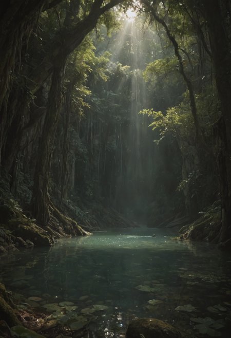score_9, score_8_up, score_7_up, masterpiece, best quality, realistic photograph, raw photo, 2160p, 4k, Create a photorealistic image featuring a photograph of the wild, romantic, lianas-covered Cenote Ik-Kil near the world-famous ruins of Chichén Itzá, a rich and complex image of nature, a vibrant tissue of hues and textures captured digitally, best quality, double exposure, realistic, captivating, fantastical, splash art, intricately detailed, hyper detailed, maximalist style, photorealistic, concept art, sharp focus, harmony, serenity, calm, mysterious glow, dynamic lighting, masterpiece, superb composition, finest details, highest aesthetics, mystical glow, best quality, sharp focus, high contrast, stylized, clear, colorful, ultra quality, 8k, best quality, masterpiece, award winning, Meticulously captured visual with a Khaki aesthetic, digital art, spawning digital drakes, Fine art photography collage, subdued details, sense of ethereal tranquility, profound stillness, multiple exposure, dark, low-key embedding:Stable_Yogis_PDXL_Positives, embedding:EZRealPONYXL, 43stl1ght1ng, low light, dramatic lighting, perfecteyes, detailed hands, perfect hands   <lora:mimimeter> <lora:zavy-cntrst-sdxl>