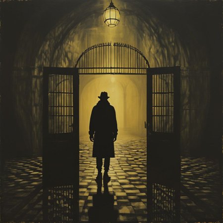 Nonbinary siluete, prison, landscape, doors, oriantal, techno, cell, lamp, hope, prison, ,8k, master piece, Cinematic, Beautiful Lighting, trending on Devianart, surreal Art, Fantasy, Digital Art, Impressionistic, Surrealist,