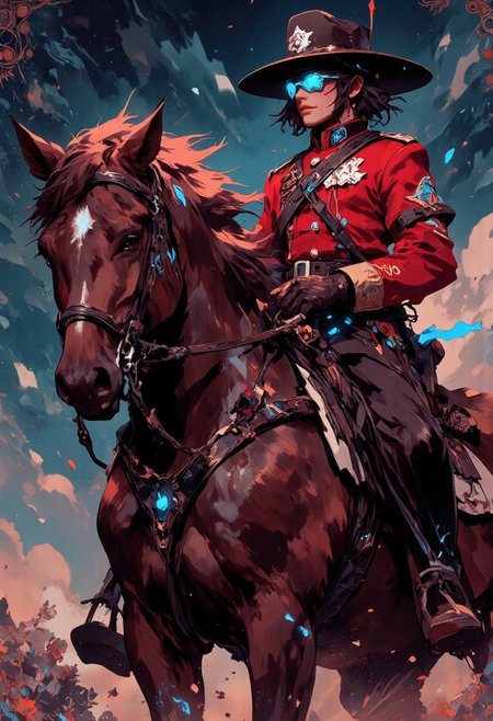 RCMP Musical Ride Illuminated
"Mh1$AgThS2
An RCMP officer appears in extreme closeup from a dramatic low angle, the iconic red serge uniform tilted across the frame as if photographed during the Musical Ride. The traditional Mountie garb glows with subtle technological elements—the Stetson incorporating advanced communications arrays disguised as the traditional hatband, the scarlet tunic containing distributed protective materials that harden instantly upon impact. The officer's horse has been augmented with biometric monitoring systems that appear as flowing patterns of diagnostic blue beneath its skin, while its hooves contain terrain adaptation technology that ensures perfect traction across any surface. Augmented reality interfaces disguised as traditional sunglasses provide the officer with real-time environmental data, the information visible only to the wearer as glowing text.
The entire composition radiates with the dignified energy of tradition enhanced through technological respect, the vibrant red of the uniform standing out against the cool blues of augmented tools.
Thin border of RCMP regimental numbers that encode officer achievements on an epic border background."