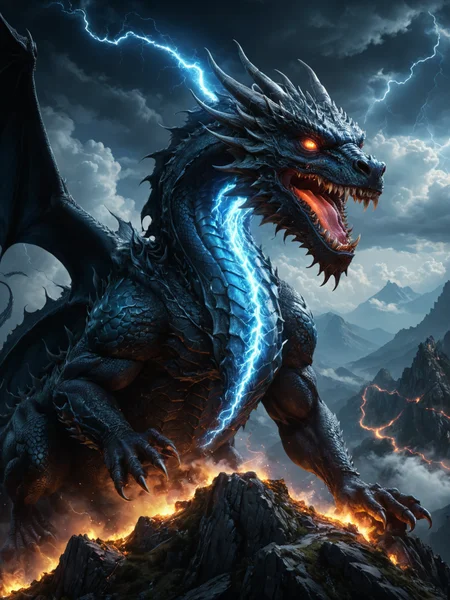 the winds over the top of a (cloud face of a dragon:1.2) crossing the mountains downward to earth, OverallDetail, extremely detailed, UHD, ,<lora:ral-cnvctncrnts:0.7>, <lora:add-detail-xl:1> <lora:xl_more_art-full_v1:0.7>,black and blue neon colors, <lora:ral-dissolve:0.5>,claws, string of light, lightning <lora:add-detail-xl:1.0>, extremely detailed
