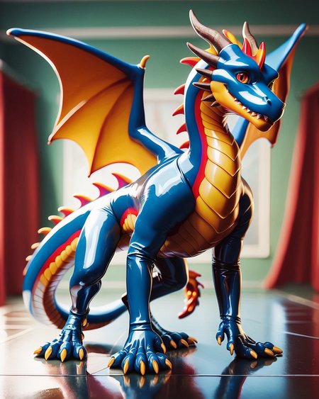 1score_9, score_8_up, score_7_up, intricate details, 
<lora:Latex_World_Morph:1>, Latex, latex 
1boy(feral furry, 
dragon
full body, looking at the viewer:2, solo, smiling), detailed background, depth of field, subsurface scattering, 
<lora:ral-chrosc-clr:0.3>, ral-chrosc-clr,
<lora:xl_more_art-full_v1:0.4>,
<lora:add-detail-xl:0.4>