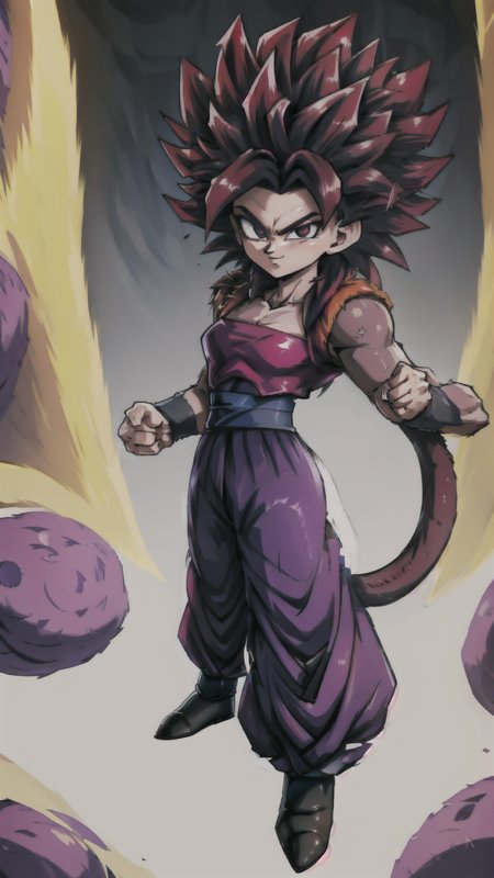 Caulifla, 1girl, (((SSj4, super saiyan 4, black Hair,))), BREAK, (((red fur on arms and chest, ))), (((Tail))), (((red body fur))), BREAK, <lora:Caulifla:1>
pink tube top, strapless, purple baggy pants, grey bracers, grey boots, BREAK, <lora:Primitive Saiyan Woman:0.5> <lora:furry_female:0.5> <lora:Son Goku - Dragon Ball:.7> <lora:dbgt_gogeta:.5>, masterpiece, best quality, hyperrealistic, extremely detailed, highly quality, 4k, sharp focus, professional photograph, sharp focus, award winning, cinematic lighting, octane render, unreal engine, volumetrics dtx, Wallpaper,