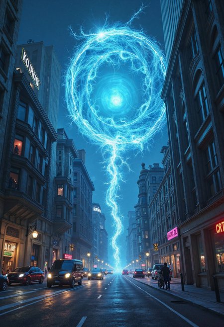 Cityscape, spirals of light escaping from crack in reality
<lora:Flux_spirals_of_light:1.0>