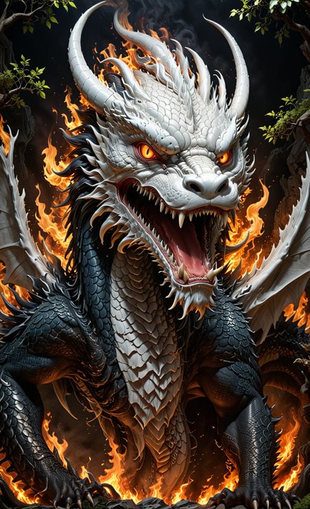 White Dragon, in the night, detailed image, 8k high quality detailed, shaped sphere, amazing wallpaper, digital painting highly detailed, 8k UHD detailed oil painting, beautiful art UHD, bokeh,  background Modifiers: extremely detailed Award winning photography, fantasy studio lighting, photorealistic very attractive beautiful imperial colours ultra detailed 3D, (Very Intricate), UHD, <lora:3D_Framed_Wall_Art_-_By_DICE:0.4>, (3D Framed, Mega detail),  <lora:Dragon_Fire:1>, Dragon Fire, White scales