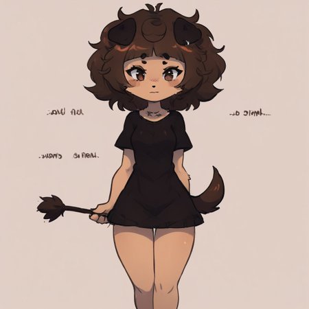 mimi typh, mimi, human dog, furry, brown hair, light brown fur, floppy dark brown ears, brown tail, small dark brown blush