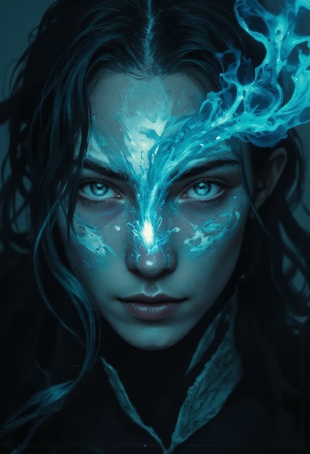 4qu4, UHD 32k fantasy movie still, HDR, RAW. Photography. MAGICpunk battle and wizard casting spell and magic vortex, closeup, fantasy world, Stunning visuals, Texture, beautiful face features, High Detail, Perfect Composition, in shadow with shafts of light, high contrast, silhouetted, chiascuro, MurphFSF