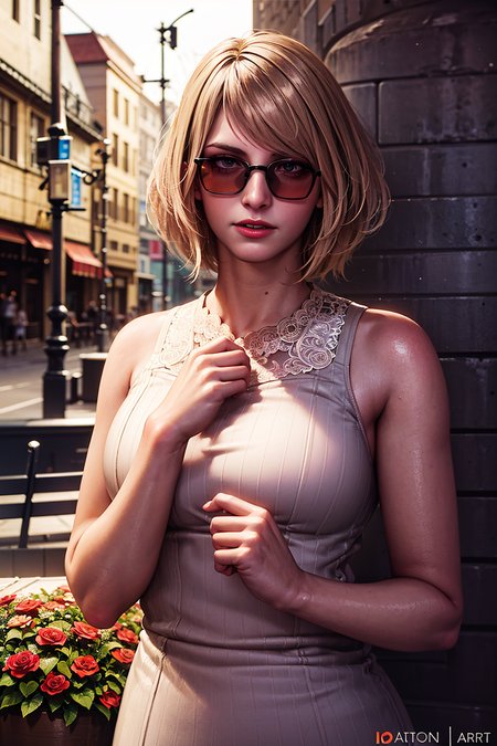 1girl, portrait of shot of re4ashley, sunglasses, tight white dress, park, flowers, volumetric lighting, best quality, masterpiece, intricate details, tonemapping, sharp focus, hyper detailed, trending on Artstation, realistic, <lora:sxz-ashley-graham:0.6>