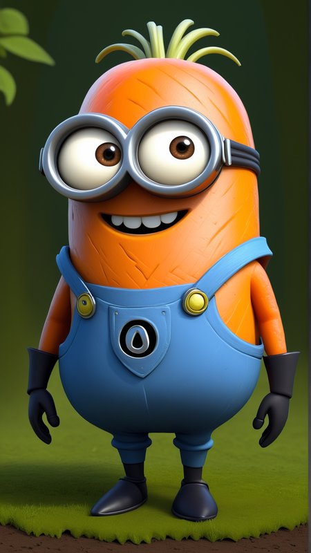 fantasy, archaeology  theme, <lora:MinionStyleXL:1> MinionStyle carrot as a minion
