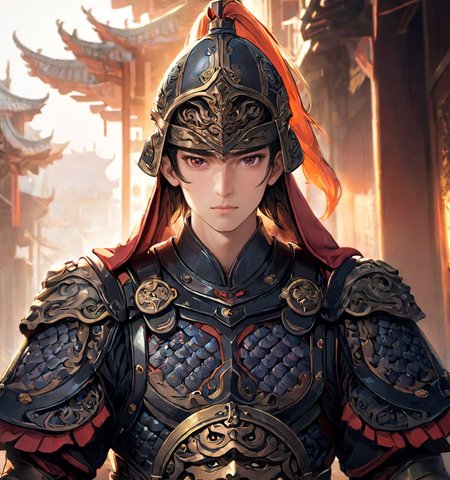 <lora:Qigeä¸­å½ç²è(Chinese_armor)SDXL_v1.0:0.9>,a 25 year old chinese man,,realistic,Chinese_armor,solo,Background of ancient Chinese cities,detailed_eyes,shoulder_armor,Helmet,(Black Eyes),looking at viewer,(masterpiece:1.2), (best quality:1.2), perfect eyes, perfect face, perfect lighting, (8K),(perfect anatomy),(highres),