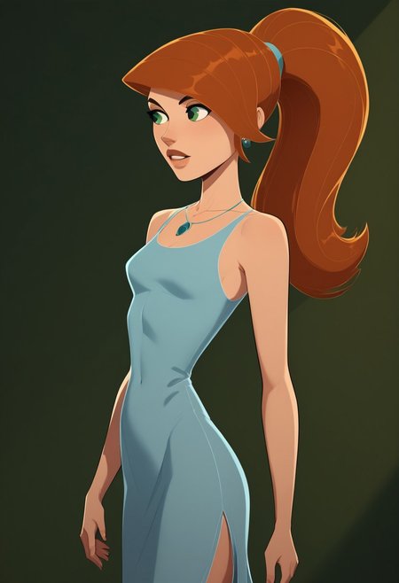 score_9, score_8_up, score_7_up, score_6_up, score_5_up, score_4_up, BREAK, 
1girl, solo, dress, ponytail, jewelry, green eyes, necklace, breasts, small breasts, long hair,