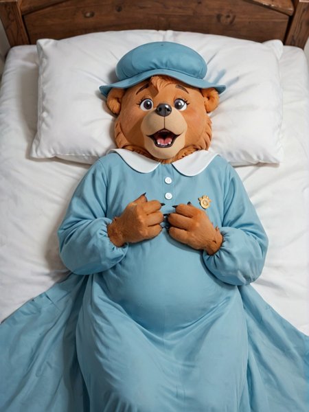 socre_9,score_8,score_7,source_furry,
berenstain_bear_mom, berenstain_mom, blue headwear, orange body, orange fur, bear ears, bear tail,
berenstain_bear_mom, berenstain_mom, mama_bear, berenstain_bear_mom, female, female furry, fanart, nsfw, alternate style, hat, pillow, 1girl, blue headwear, solo, female focus, lying, on bed, on back, open mouth, furry female, furry, looking at viewer, bed, claws, bed sheet, flat color, dress, blue shirt, hat, solo, pillow, bed, furry, on bed, lying, female focus, on back, 1girl, blue headwear, furry female, blue dress, dress, open mouth, flat color,
<lora:Mama_Bear_Berenstain_Bears_r1:1>