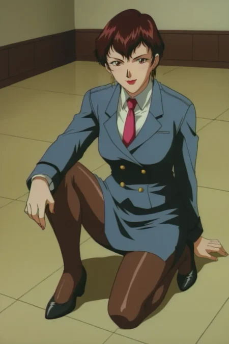 score_9, best, masterpiece, uncensored,
indoors,
1girl, solo, 1990s (style), retro artstyle, smile,
DWKojiAya,
SkirtSuitOutfit, skirt suit, pantyhose, black footwear, gold earrings, on one knee, lipstick,
<lora:DWKojiAya_V3:0.8>​​​