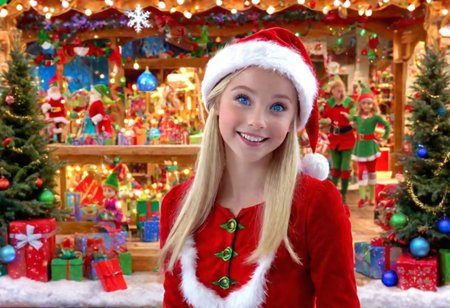 (((masterpiece))), ((Snowy Christmas scene in santas toy shop with beautiful blond haired girl facing the camera with iridescent blue eyes)), medium shot, background:snowy Christmas scene, ((Santas Elves Making Toys and christmas lights lit up around the toy shop)), (happy elves smiling and walking around toy shop enjoying the Christmas spirit), complex 3d render, intricate reflections, ultra-detailed, HDR, Hyperrealism, Panasonic Lumix s pro 50mm, 8K, octane rendering, raytracing, (((professional photography))), high definition, photorealism, hyper-realistic, bokeh, depth of field, dynamically backlit,  studio, vibrant details, ((professional Color grading)), photorealistic ,detailmaster2,photorealistic, sharp edges,  sharp focus <lora:locon_perfecteyes_v1_from_v1_64_32:1> <lora:more_details:1>