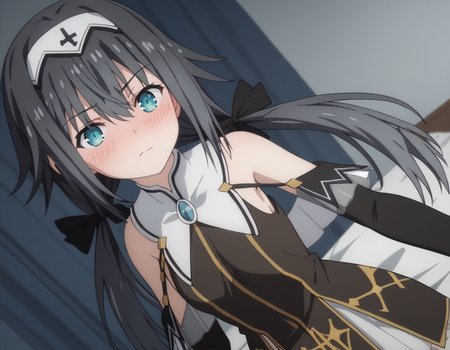 score_9, score_8_up, score_7_up, source_anime,
nibelcole,  <lora:nibelcole-s4s5-ponyxl-lora-nochekaiser:1>,
nibelcole, long hair, blue eyes, black hair, hair between eyes, twintails, very long hair, hairband, low twintails, white hairband,
skirt, detached sleeves, sleeveless, white skirt, black sleeves,
indoors, bed, bed room, on side, blush, drunk,
looking at viewer, solo, cowboy shot, dutch angle,