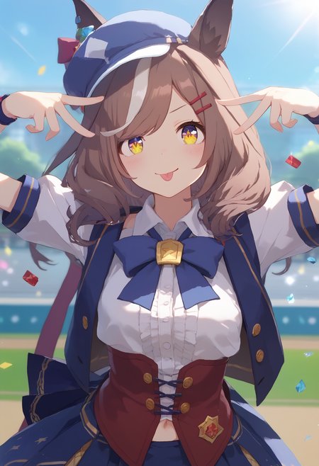 1girl, solo,  <lora:tan.pony:1> tan,  <lora:pose_aihoshinopose_ponyXL:1> aihoshinopose, double v, tongue out,score_9,score_8_up,score_7_up, masterpiece, best quality,