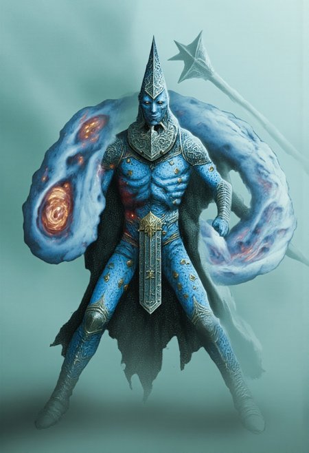 b3rs3rk first person d4concept pov, 3D01S, simple background d4artstyle atmospheric and powerful MikeFranchinastyle dark fantasy, natural organic and first person pov of a berserk style creature
A Tsutomu Nihei Adaru Ethereal armored warrior composed of swirling air and mist, ornate plate armor in frost-blue silver with flowing wind motifs, translucent elemental form visible through armor gaps. Spiked morning star with wind-etched chain floating beside. Armor has curved engravings suggesting air currents, internal ethereal glow seeping through seams. Swirling air distortions and wisps surround the figure, suggesting imminent transformation into cyclone. Dynamic pose with floating quality, mystical atmosphere. Cool silvers and misty grays dominate, armor edges highlighted by rim lighting. Background is atmospheric fog in pale blue-green tones. Hyper-detailed metalwork, ethereal particles drift around joints, sharp contrast between solid armor and ethereal form. Otherworldly presence, digital painting style with watercolor softness for air elements.
UHD letterboxed game trailer frame chromatic aberration dark atmosphere sharp masterpiece with a focus on the character, elden ring style, dark atmosphere, chromatic aberration