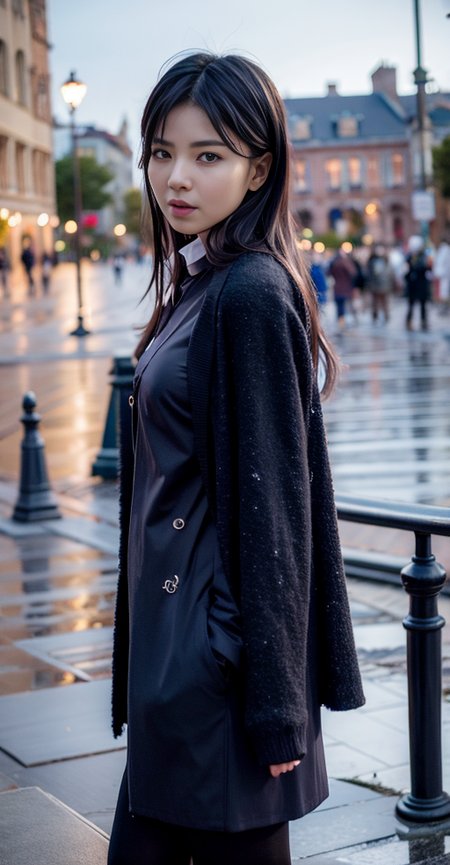 (8k, RAW photo, best quality, masterpiece:1.2), (realistic, photo-realistic:1.37),<lora:arknightsTexasThe_v10:1>, (pureerosface_v1:0.2), (ulzzang-6500-v1.1:0.3), omertosa,1girl,(Kpop idol), (aegyo sal:1),cute,cityscape, night, rain, wet, professional lighting, photon mapping, radiosity, physically-based rendering,
 <lora:liutao:0.8>
