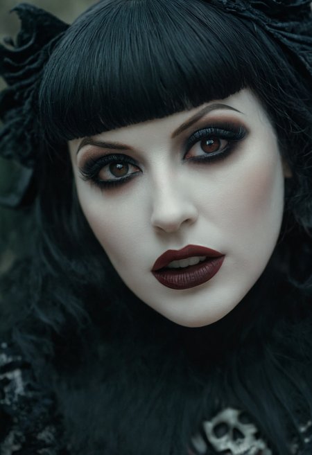 Dark art chdmchlwrd style, close up of a beautiful goth, glamour shoot, macabre, sinister, extremely lifelike, realistic skin texture, raytracing, sharp focus, 8k, hdr, masterpiece, photography, dslr, kodachrome, 35mm photograph, analog film, professional, highly detailed